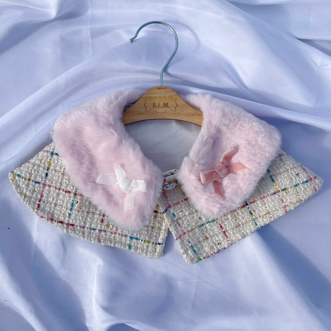 【Candy Series / 即納】Tweed Fur Cape / ツイードファーケープ