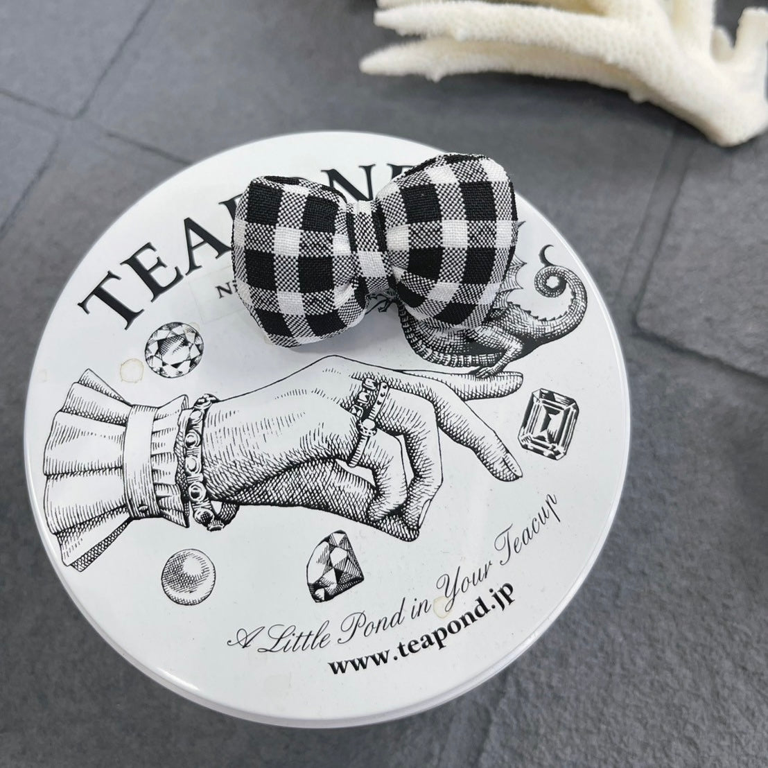 【Candy Series / 即納】Gingham Ribbon Pin / キンガムリボンピン