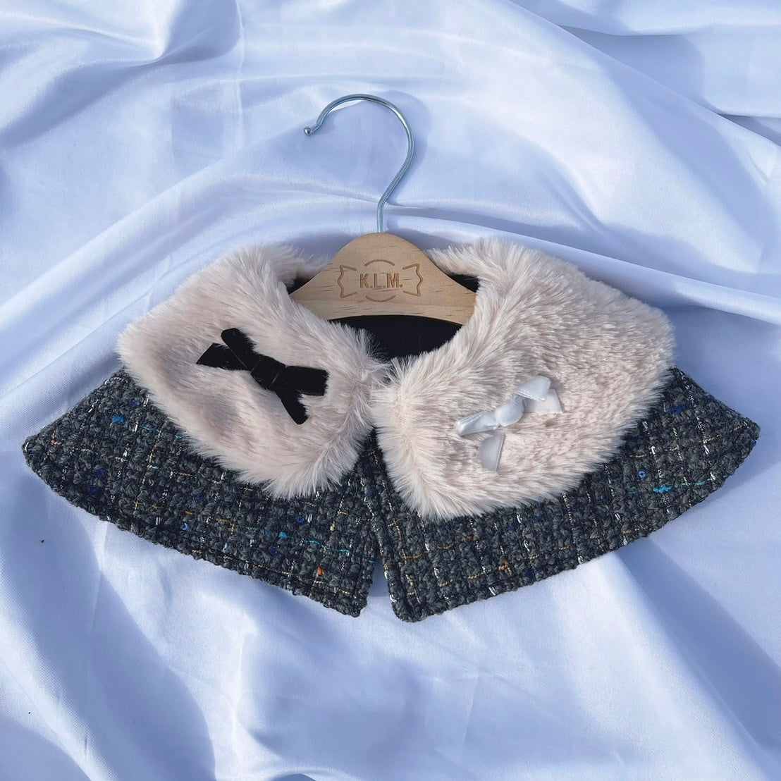 【Candy Series / 即納】Tweed Fur Cape / ツイードファーケープ