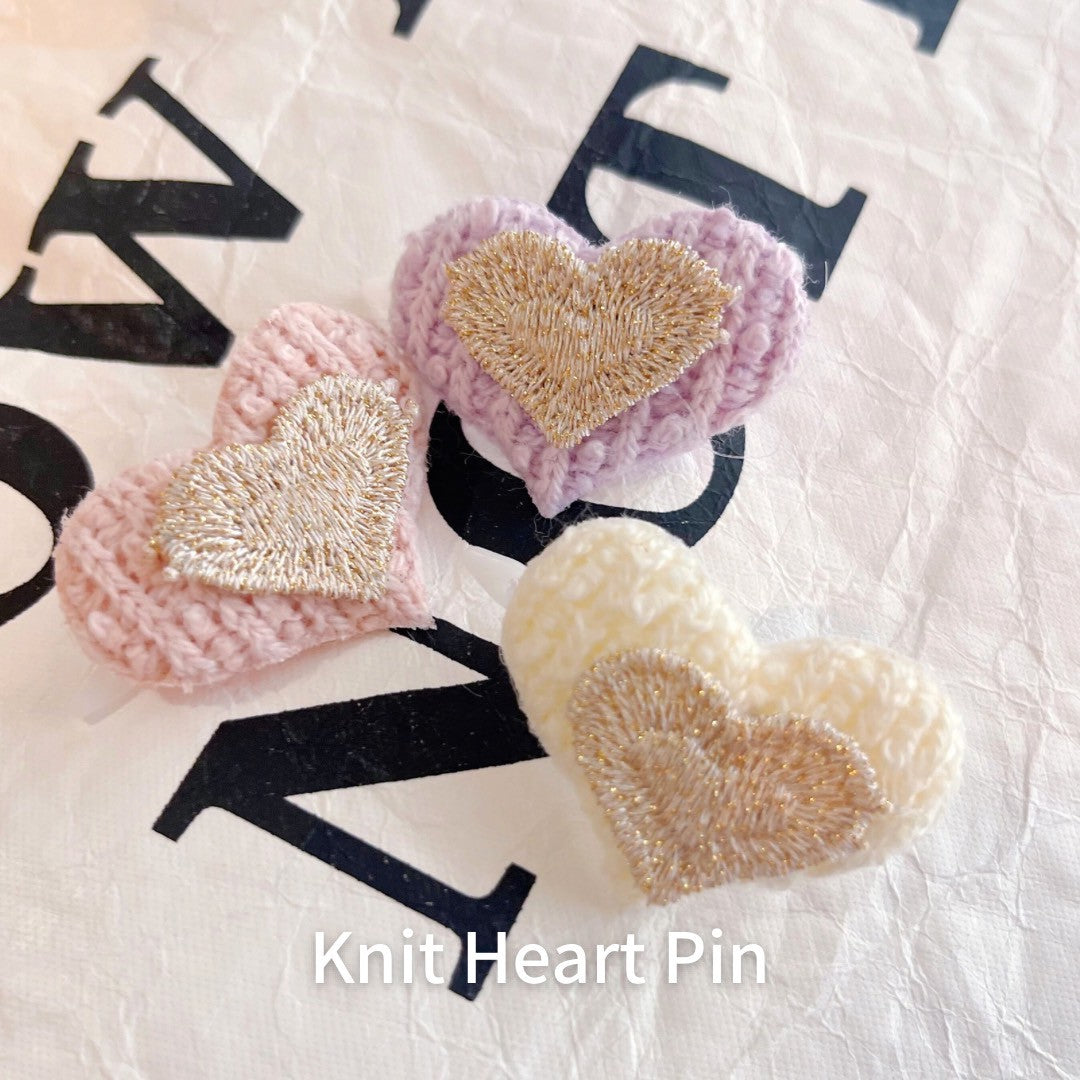 【即納】Knit Heart Pin / ニットハートピン