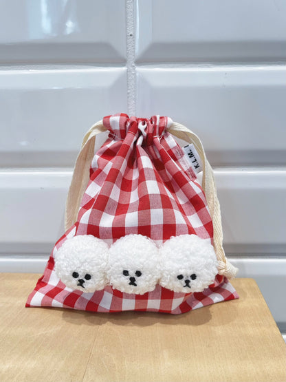 【即納】Mr. Klmu's Drawstring Bag / くるむくんギンガムミニ巾着