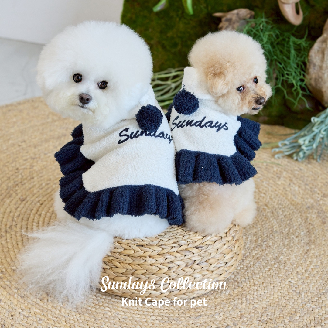 【即納】"Sundays" Knit Cape for Pet / 「Sundays」ニットケープ