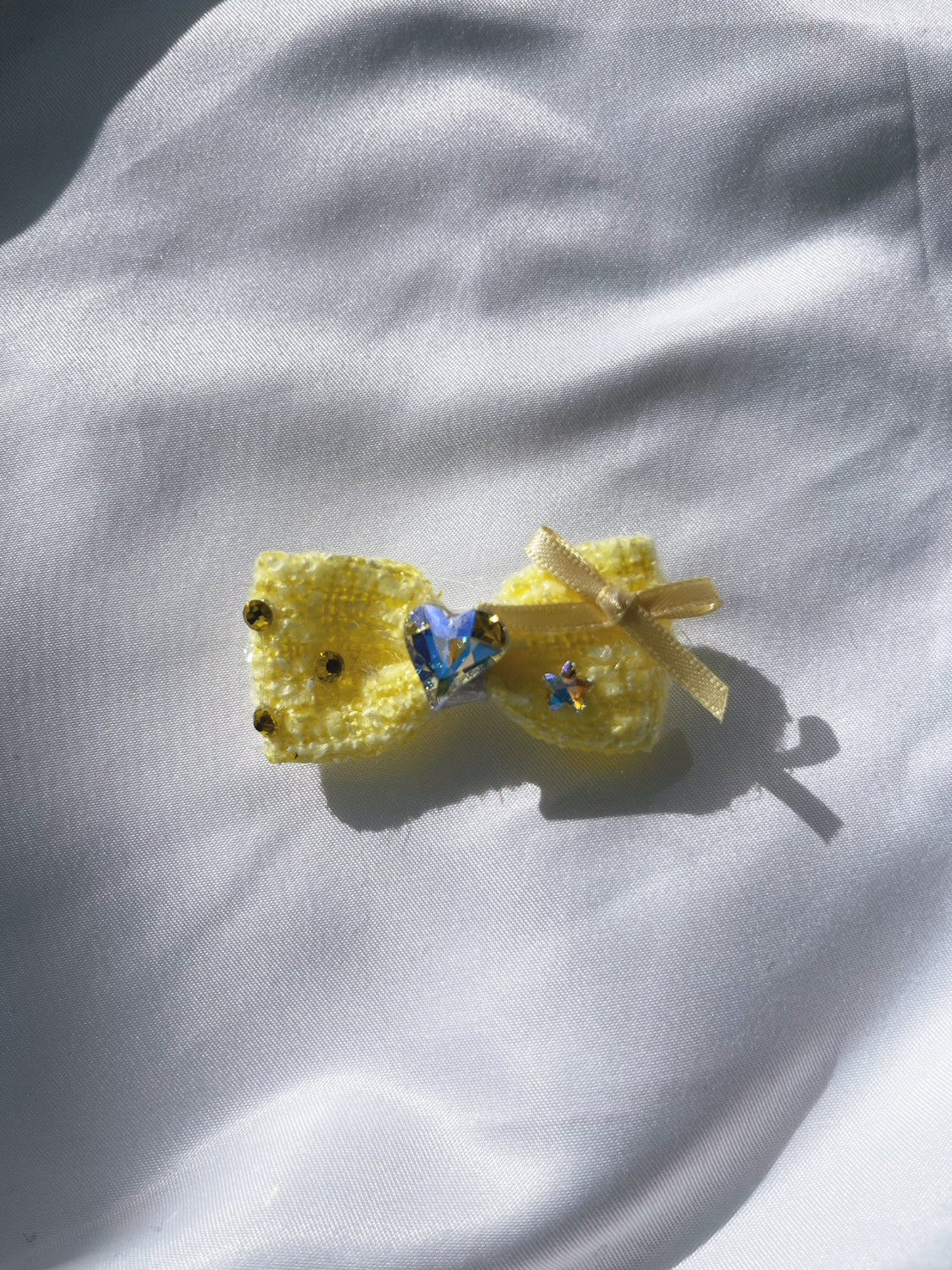 【Candy Series / 即納】Tweed Ribbon Hair Pin / ツイードリボンヘアピン