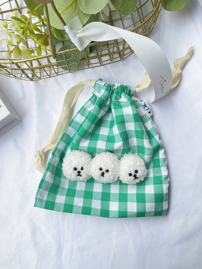【即納】Mr. Klmu's Drawstring Bag / くるむくんギンガムミニ巾着