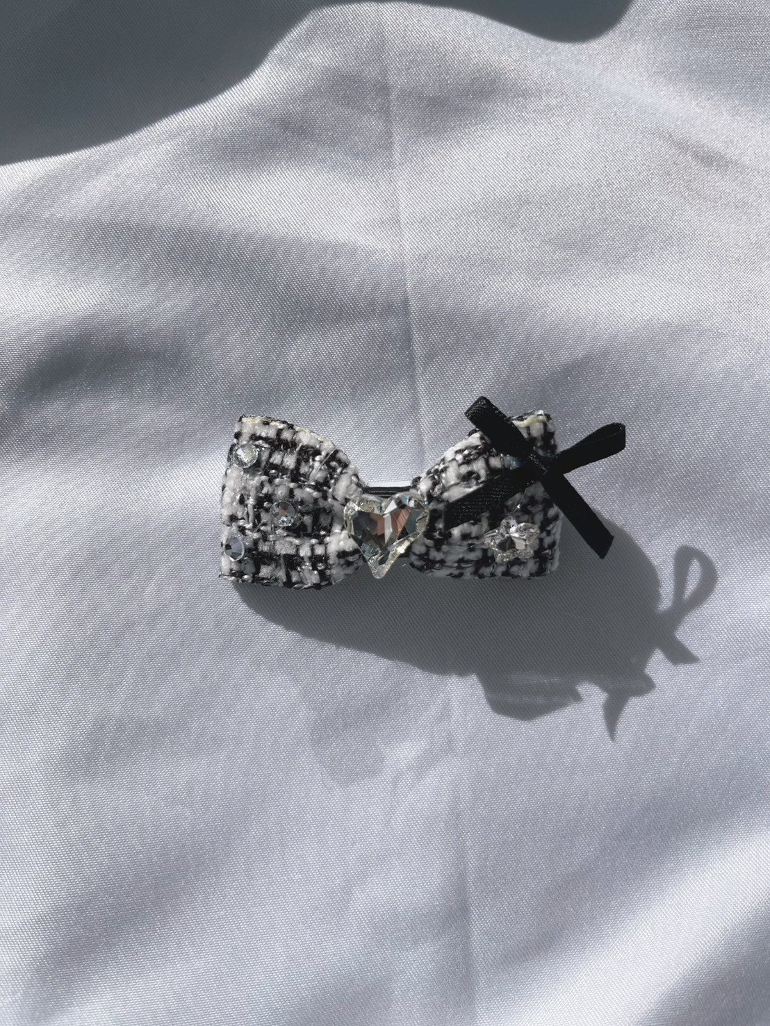 【Candy Series / 即納】Tweed Ribbon Hair Pin / ツイードリボンヘアピン