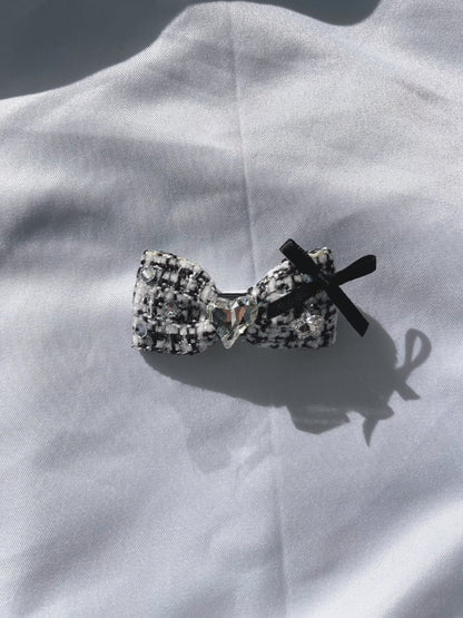 【Candy Series / 即納】Tweed Ribbon Hair Pin / ツイードリボンヘアピン