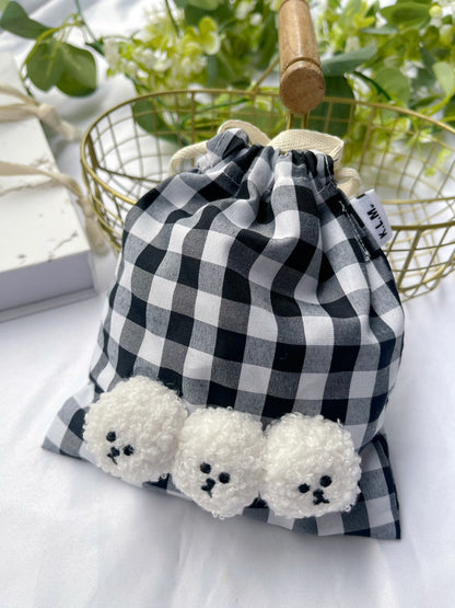 【即納】Mr. Klmu's Drawstring Bag / くるむくんギンガムミニ巾着