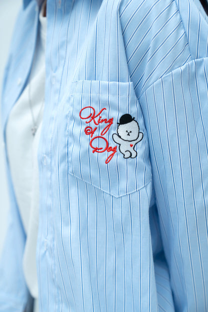 【即納】"King Of Dog" Stripe Shirt for Owner / 「King Of Dog」ストライプシャツ for Owner