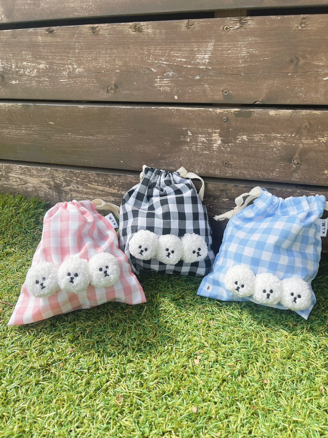 【即納】Mr. Klmu's Drawstring Bag / くるむくんギンガムミニ巾着