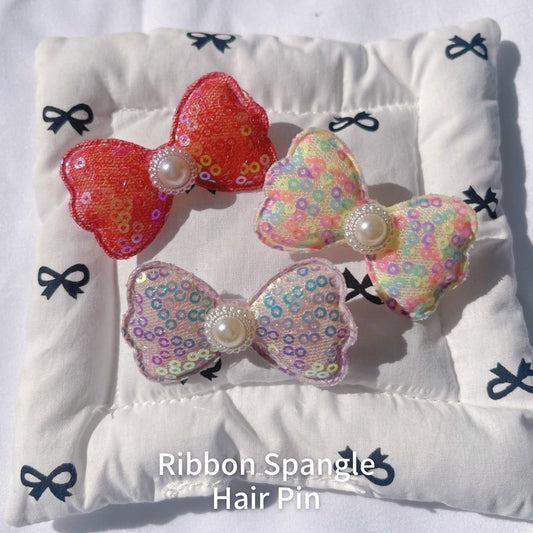【即納】Ribbon Spangle Hair Pin / リボンスパンコールヘアピン