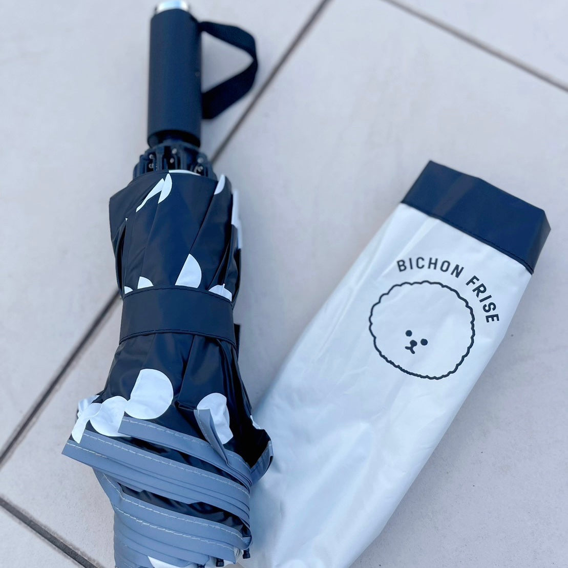 【New】"Bichon Frise" UV Folding Umbrella / 「ビションフリーゼ」晴雨兼用折りたたみ傘