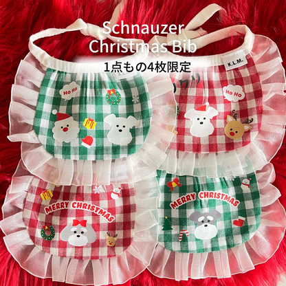 【即納】Schnauzer Christmas Bib / シュナウザークリスマススタイ