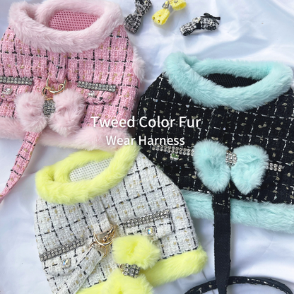 【Candy Series / 即納】Tweed Color Fur Wear Harness / ツイードカラーファーウェアハーネス