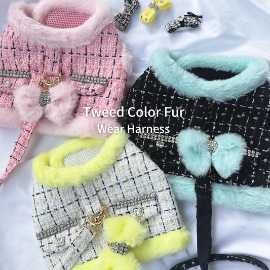 【Candy Series / 即納】Tweed Color Fur Wear Harness / ツイードカラーファーウェアハーネス
