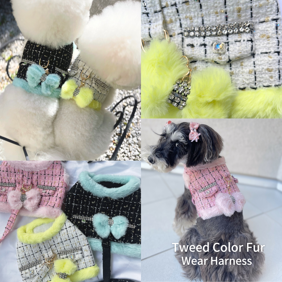 【Candy Series / 即納】Tweed Color Fur Wear Harness / ツイードカラーファーウェアハーネス