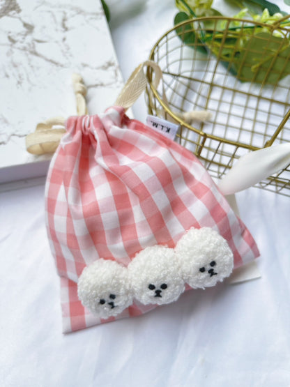 【即納】Mr. Klmu's Drawstring Bag / くるむくんギンガムミニ巾着