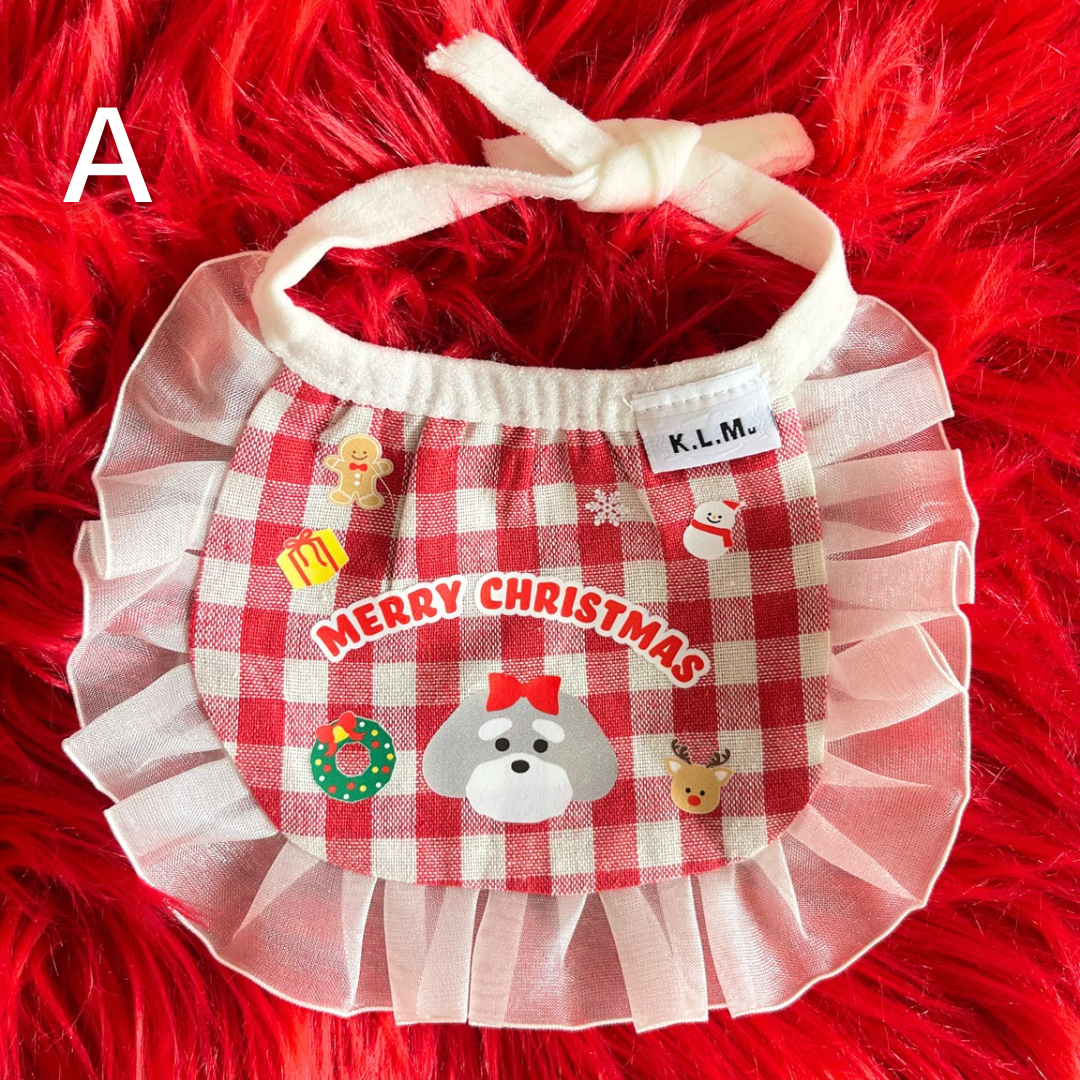 【即納】Schnauzer Christmas Bib / シュナウザークリスマススタイ