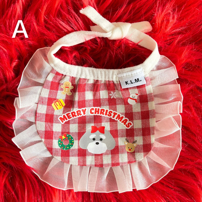 【即納】Schnauzer Christmas Bib / シュナウザークリスマススタイ